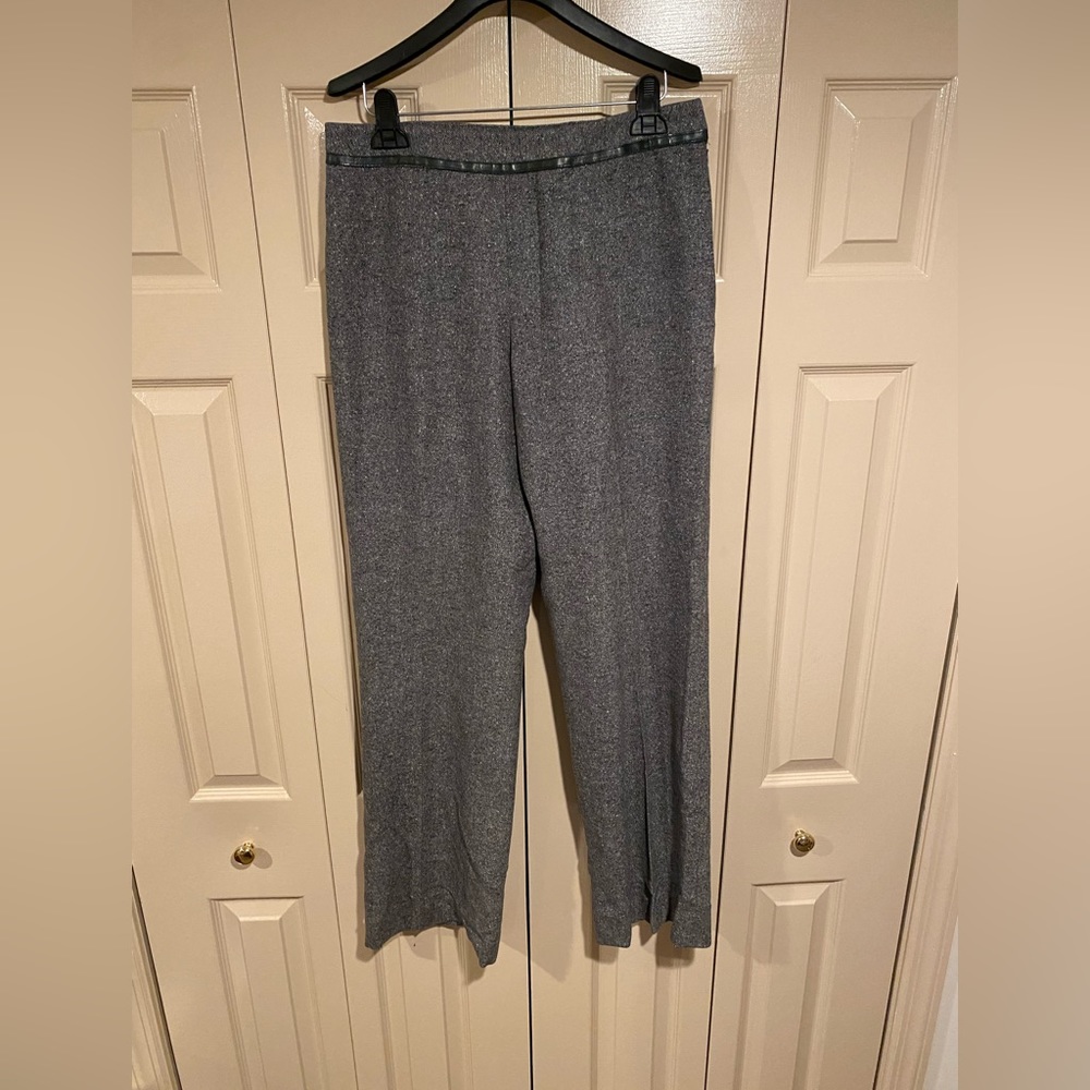 Pendleton Tall Grey Suit Pant with Leather Trim